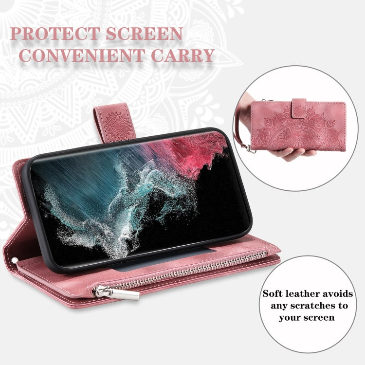 For Samsung Galaxy S25 Ultra 5G Multi-Card Totem Zipper Leather Phone Case(Pink) - Galaxy S25 Ultra 5G Cases by PMC Jewellery | Online Shopping South Africa | PMC Jewellery | Buy Now Pay Later Mobicred