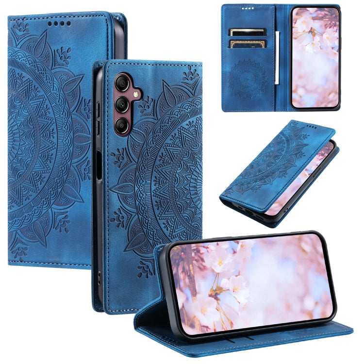 For Samsung Galaxy S25+ 5G Totem Embossed Magnetic Leather Phone Case(Blue) - Galaxy S25+ 5G Cases by PMC Jewellery | Online Shopping South Africa | PMC Jewellery | Buy Now Pay Later Mobicred