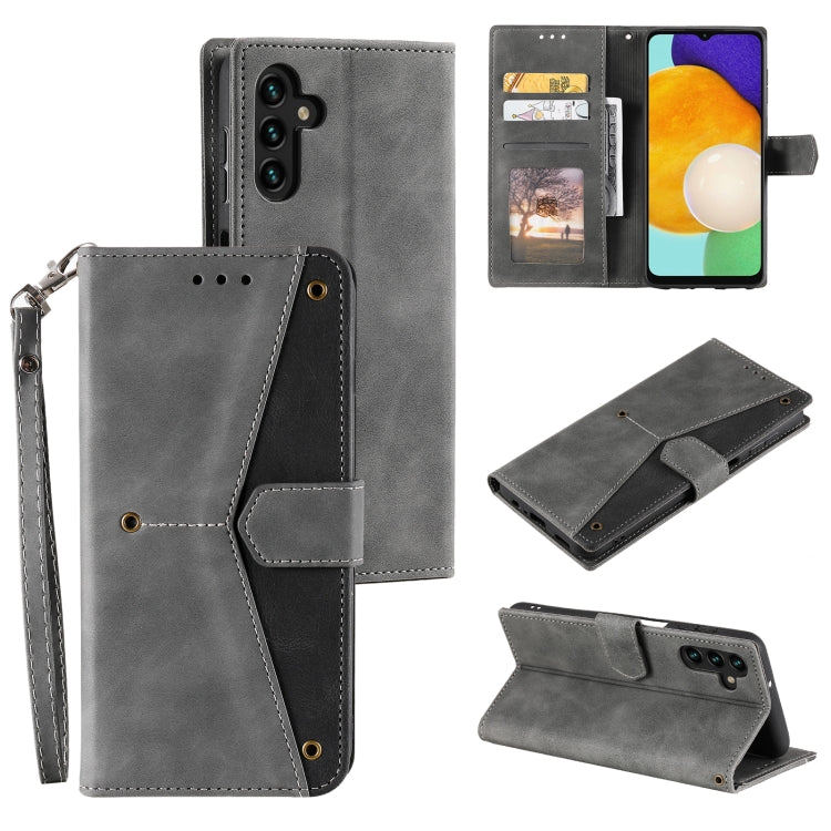 For Samsung Galaxy S25+ 5G Nail Skin Feel Stitching Calf Texture Leather Phone Case(Grey) - Galaxy S25+ 5G Cases by PMC Jewellery | Online Shopping South Africa | PMC Jewellery | Buy Now Pay Later Mobicred