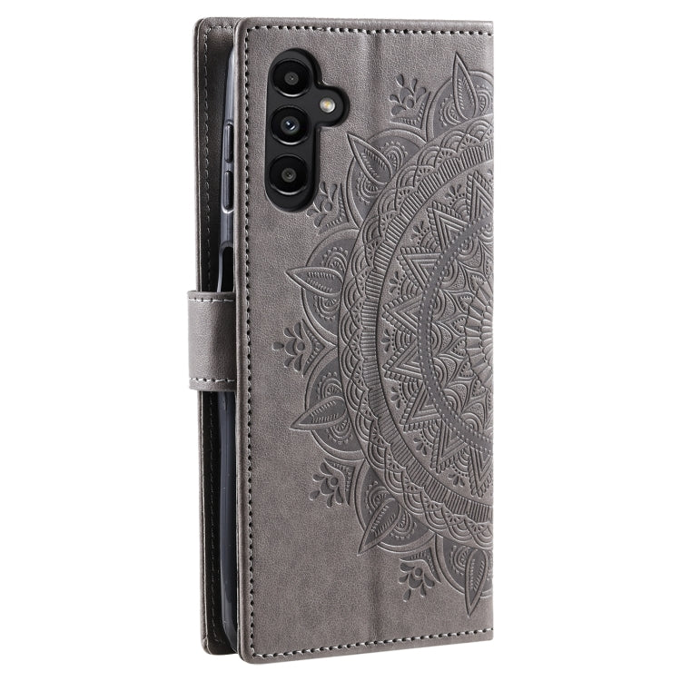 For Samsung Galaxy S25+ 5G Totem Flower Embossed Leather Phone Case with Lanyard(Grey) - free shipping - PMC TechLife - Order now!
