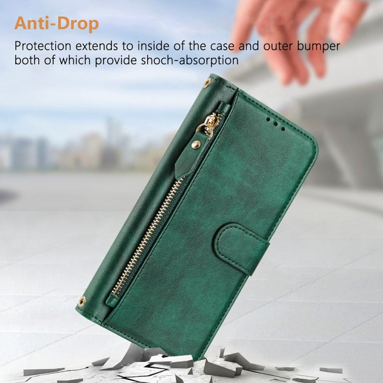 For Samsung Galaxy S25 Ultra 5G Multi-Card Slots Zipper Wallet Leather Phone Case(Green) - Galaxy S25 Ultra 5G Cases by PMC Jewellery | Online Shopping South Africa | PMC Jewellery | Buy Now Pay Later Mobicred