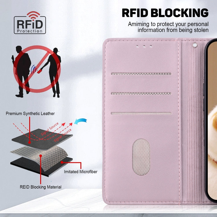 For Samsung Galaxy S25+ 5G Cute Cats RFID Leather Phone Case(Rose Gold) - Galaxy S25+ 5G Cases by PMC Jewellery | Online Shopping South Africa | PMC Jewellery | Buy Now Pay Later Mobicred
