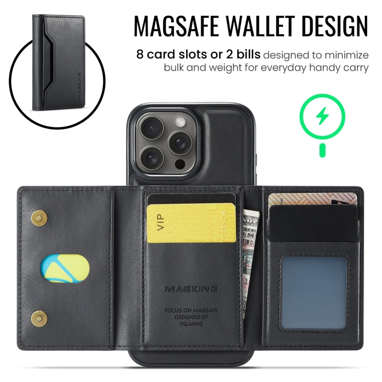 For iPhone 16 Pro Max DG.MING MAGKING-K2 Series MagSafe RFID Card Bag Detachable Phone Case(Black) - free shipping - PMC Jewellery - Order now!