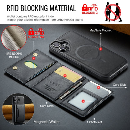 For iPhone 16 DG.MING MAGKING-K2 Series MagSafe RFID Card Bag Detachable Phone Case(Black) - iPhone 16 Cases by DG.MING | Online Shopping South Africa | PMC Jewellery | Buy Now Pay Later Mobicred