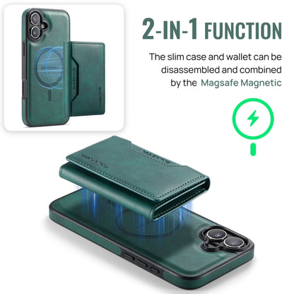 For iPhone 16 DG.MING MAGKING-K2 Series MagSafe RFID Card Bag Detachable Phone Case(Green) - iPhone 16 Cases by DG.MING | Online Shopping South Africa | PMC Jewellery | Buy Now Pay Later Mobicred