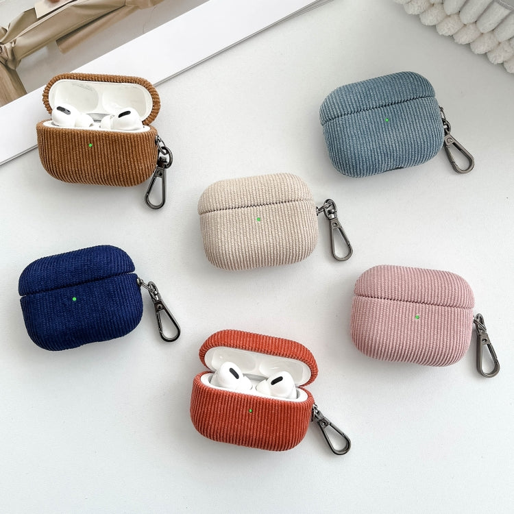 For AirPods Pro Corduroy Cloth Pattern Earphone Protective Case(Khaki) - For AirPods Pro by PMC Jewellery | Online Shopping South Africa | PMC Jewellery | Buy Now Pay Later Mobicred