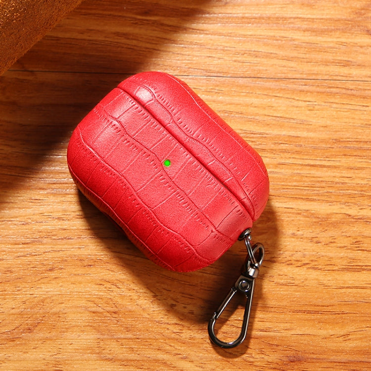 For AirPods 3 Crocodile Texture Earphone Protective Case(Red) - For AirPods 3 by PMC Jewellery | Online Shopping South Africa | PMC Jewellery | Buy Now Pay Later Mobicred