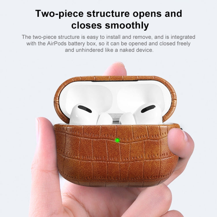 For AirPods Pro 2 Crocodile Texture Earphone Protective Case(Dark Brown) - For AirPods Pro 2 by PMC Jewellery | Online Shopping South Africa | PMC Jewellery | Buy Now Pay Later Mobicred