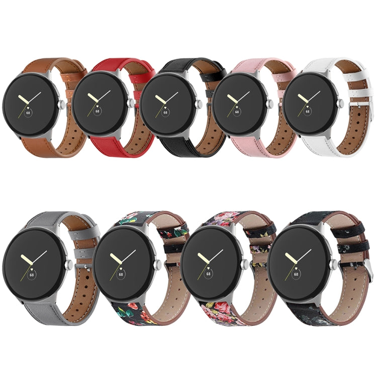 For Google Pixel Watch 3 45mm Round Tail Genuine Leather Watch Band(White) - Watch Bands by PMc TechLife | Online Shopping South Africa | PMc TechLife | Buy Now Pay Later Mobicred