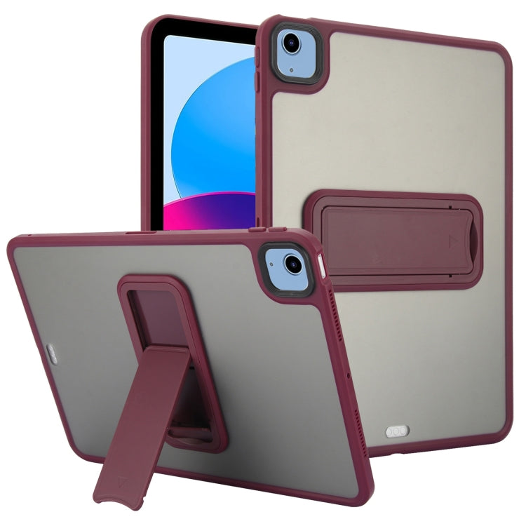 For iPad 10th Gen 10.9 2022 Skin Feel Holder PC Hybrid TPU Tablet Case(Wine Red) - iPad 10th Gen 10.9 Cases by PMC Jewellery | Online Shopping South Africa | PMC Jewellery | Buy Now Pay Later Mobicred