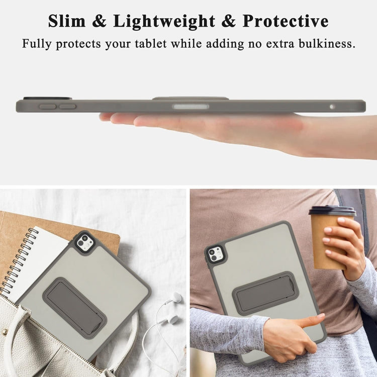 For iPad Air 5 / 4 10.9 inch Skin Feel Holder PC Hybrid TPU Tablet Case(Grey) - iPad Air (2022) / (2020) 10.9 Cases by PMC Jewellery | Online Shopping South Africa | PMC Jewellery | Buy Now Pay Later Mobicred