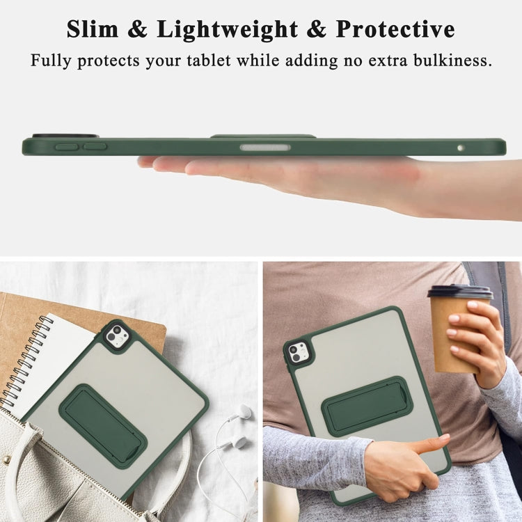 For iPad Air 5 / 4 10.9 inch Skin Feel Holder PC Hybrid TPU Tablet Case(Dark Green) - iPad Air (2022) / (2020) 10.9 Cases by PMC Jewellery | Online Shopping South Africa | PMC Jewellery | Buy Now Pay Later Mobicred