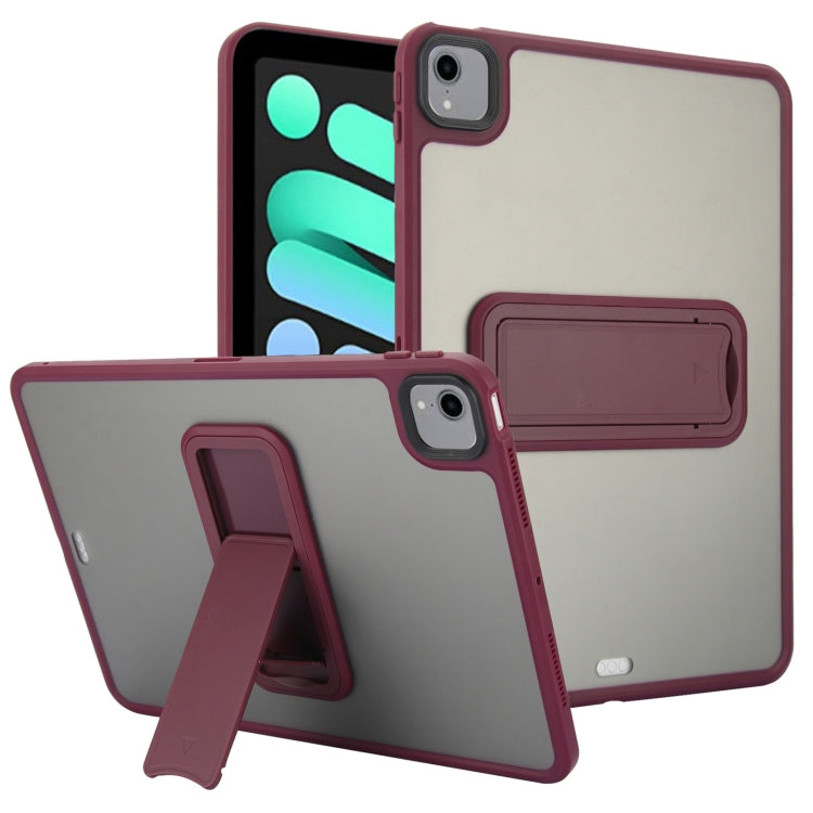 For iPad mini 2024 / mini 6 8.3 inch Skin Feel Holder PC Hybrid TPU Tablet Case(Wine Red) - iPad mini 6 Cases by PMC Jewellery | Online Shopping South Africa | PMC Jewellery | Buy Now Pay Later Mobicred