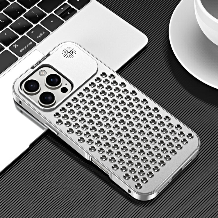 For iPhone 16 Pro Max R-JUST RJ58 Aromatherapy Metal Cooling Phone Case(Silver) - iPhone 16 Pro Max Cases by R-JUST | Online Shopping South Africa | PMC Jewellery | Buy Now Pay Later Mobicred