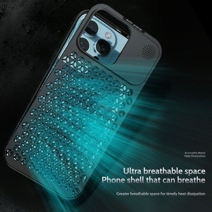 For iPhone 16 Plus R-JUST RJ58 Aromatherapy Metal Cooling Phone Case(Black) - iPhone 16 Plus Cases by R-JUST | Online Shopping South Africa | PMC Jewellery | Buy Now Pay Later Mobicred