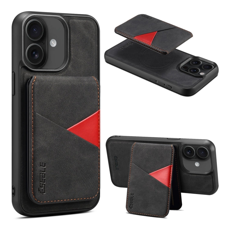 For iPhone 16 Plus ESEBLE E2 Retro Texture Card Slots MagSafe RFID Leather Case(Black) - free shipping - PMC Jewellery - Order now!