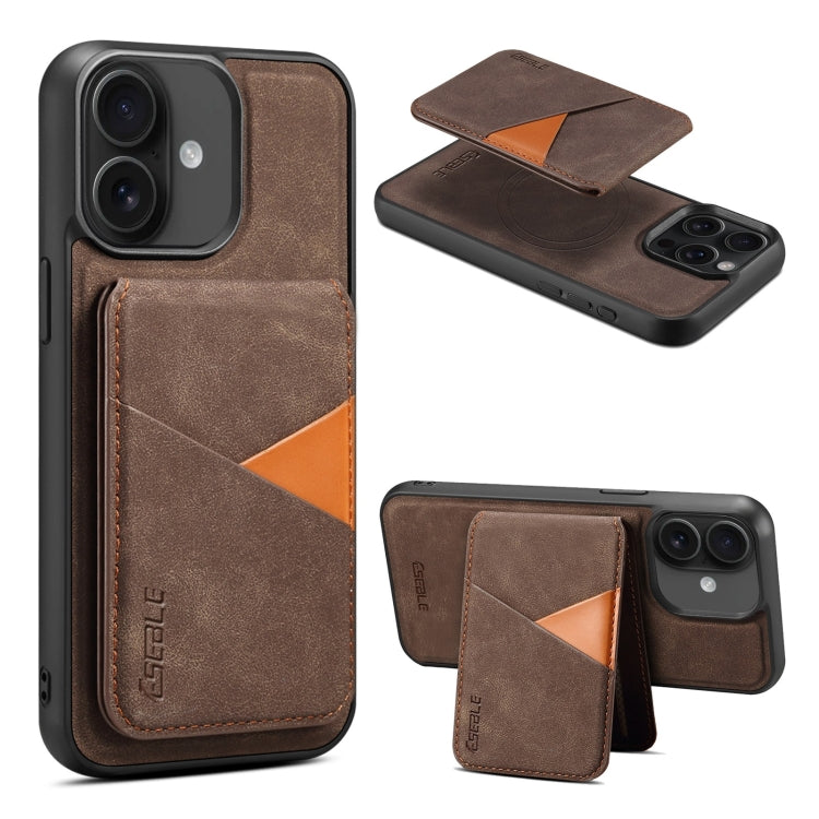For iPhone 16 Plus ESEBLE E2 Retro Texture Card Slots MagSafe RFID Leather Case(Coffee) - free shipping - PMC Jewellery - Order now!