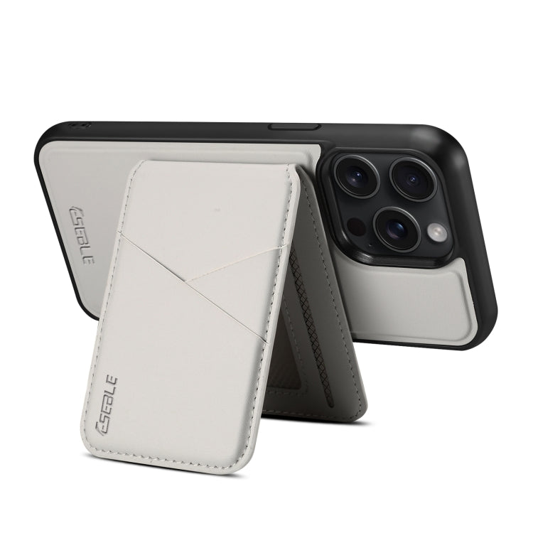 For iPhone 16 Pro ESEBLE E3 Plain Texture Card Slots MagSafe RFID Leather Case(Ivory) - free shipping - PMC Jewellery - Order now!