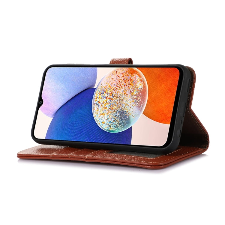 For Honor X9c Genuine Leather Litchi Texture RFID Leather Phone Case(Coffee) - Honor Cases by PMC TechLife | Online Shopping South Africa | PMC TechLife | Buy Now Pay Later Mobicred