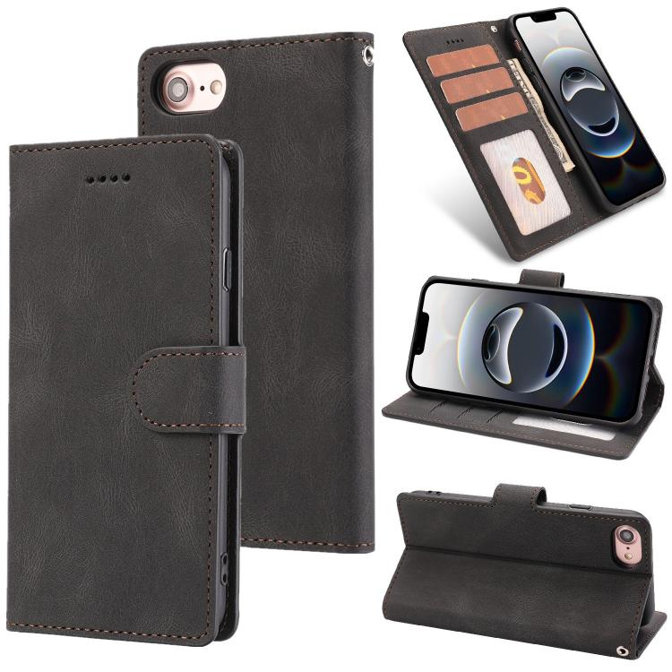 For iPhone 16e Fantasy Skin-feel Calfskin Texture Leather Phone Case(Black) - iPhone 16e Cases by PMC TechLife | Online Shopping South Africa | PMC TechLife | Buy Now Pay Later Mobicred