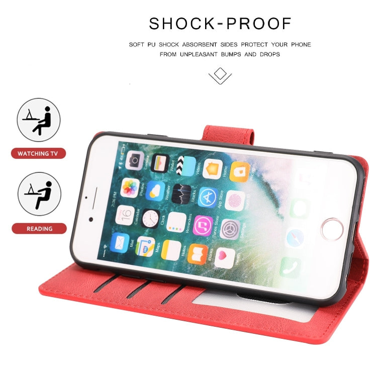 For iPhone 16e Fantasy Skin-feel Calfskin Texture Leather Phone Case(Red) - iPhone 16e Cases by PMC TechLife | Online Shopping South Africa | PMC TechLife | Buy Now Pay Later Mobicred