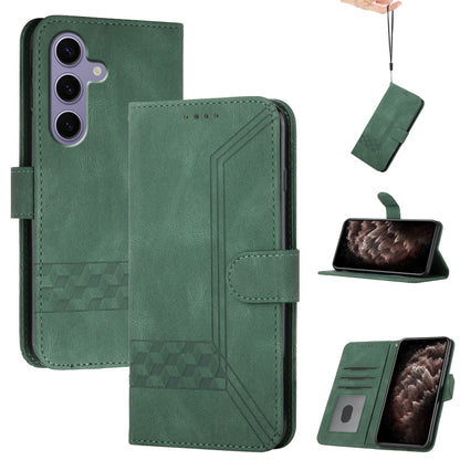 For Samsung Galaxy S25 5G Cubic Skin Feel Flip Leather Phone Case(Green) - Galaxy S25 5G Cases by PMC Jewellery | Online Shopping South Africa | PMC Jewellery | Buy Now Pay Later Mobicred