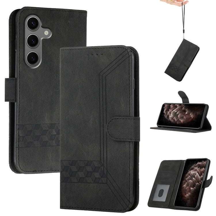 For Samsung Galaxy S25+ 5G Cubic Skin Feel Flip Leather Phone Case(Black) - Galaxy S25+ 5G Cases by PMC Jewellery | Online Shopping South Africa | PMC Jewellery | Buy Now Pay Later Mobicred