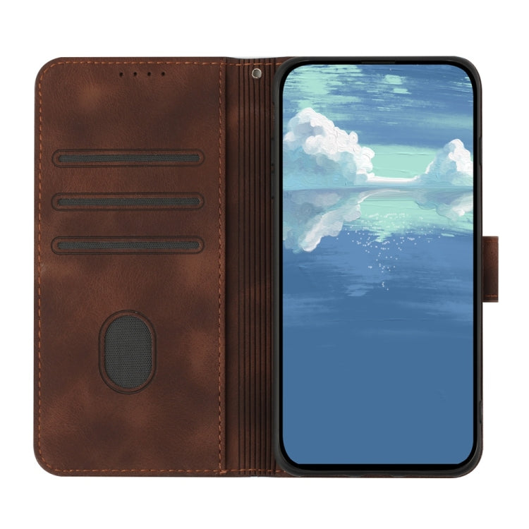 For Samsung Galaxy S25 Ultra 5G Line Pattern Skin Feel Leather Phone Case(Coffee) - Galaxy S25 Ultra 5G Cases by PMC Jewellery | Online Shopping South Africa | PMC Jewellery | Buy Now Pay Later Mobicred