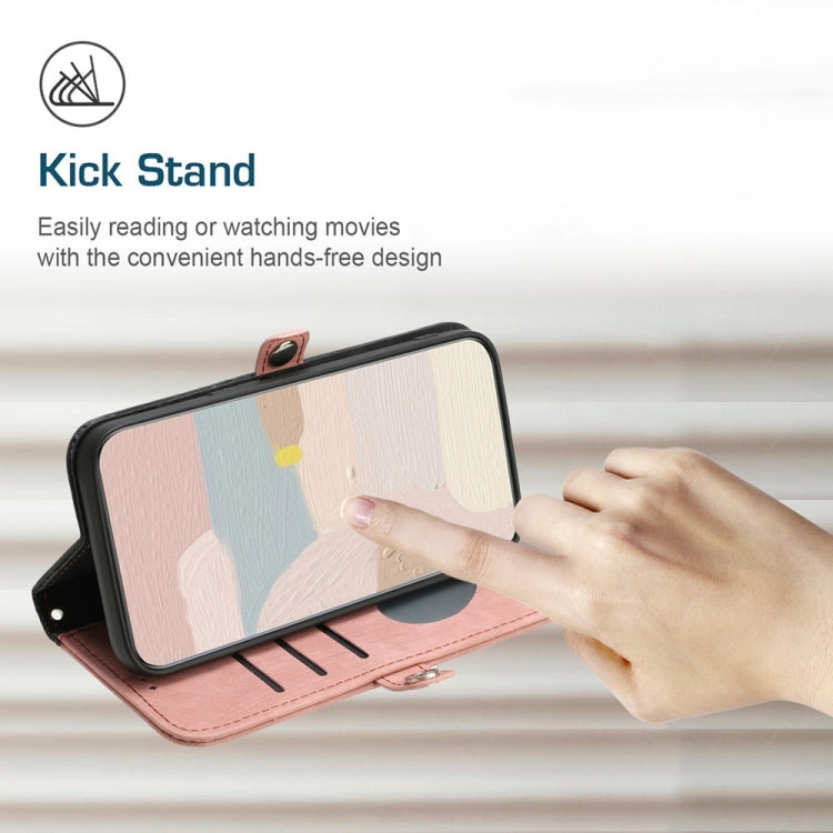 For Samsung Galaxy S25+ 5G Side Buckle Double Fold Hand Strap Leather Phone Case(Pink) - Galaxy S25+ 5G Cases by PMC Jewellery | Online Shopping South Africa | PMC Jewellery | Buy Now Pay Later Mobicred