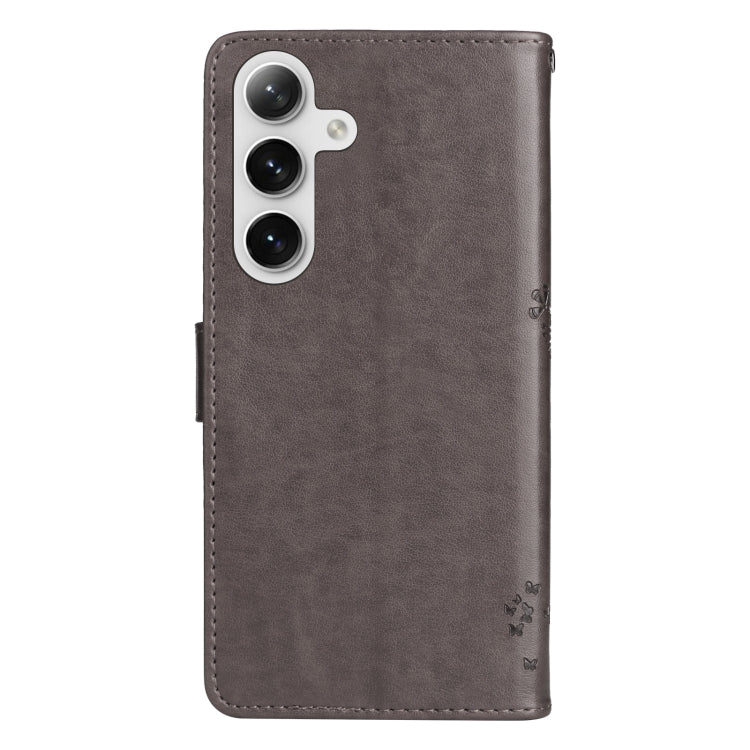 For Samsung Galaxy S25+ / S24+ 5G Tree & Cat Embossed Pattern Flip Leather Phone Case(Grey) - Galaxy S25+ 5G Cases by PMC Jewellery | Online Shopping South Africa | PMC Jewellery | Buy Now Pay Later Mobicred