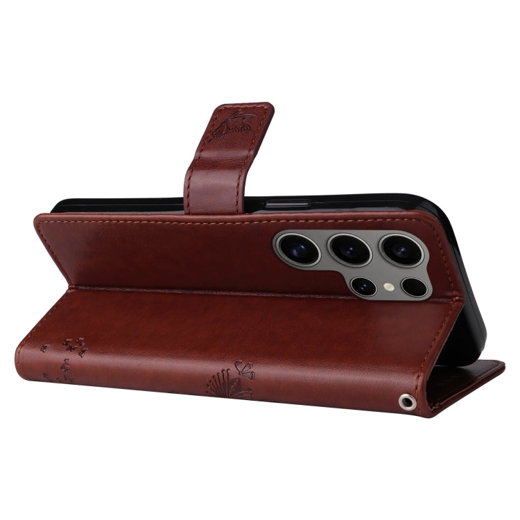 For Samsung Galaxy S25 Ultra 5G Tree & Cat Embossed Pattern Flip Leather Phone Case(Coffee) - Galaxy S25 Ultra 5G Cases by PMC Jewellery | Online Shopping South Africa | PMC Jewellery | Buy Now Pay Later Mobicred