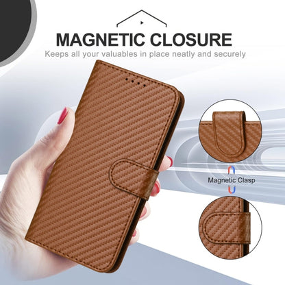 For Samsung Galaxy S25 5G YX0070 Carbon Fiber Buckle Leather Phone Case with Lanyard(Coffee) - Galaxy S25 5G Cases by PMC Jewellery | Online Shopping South Africa | PMC Jewellery | Buy Now Pay Later Mobicred