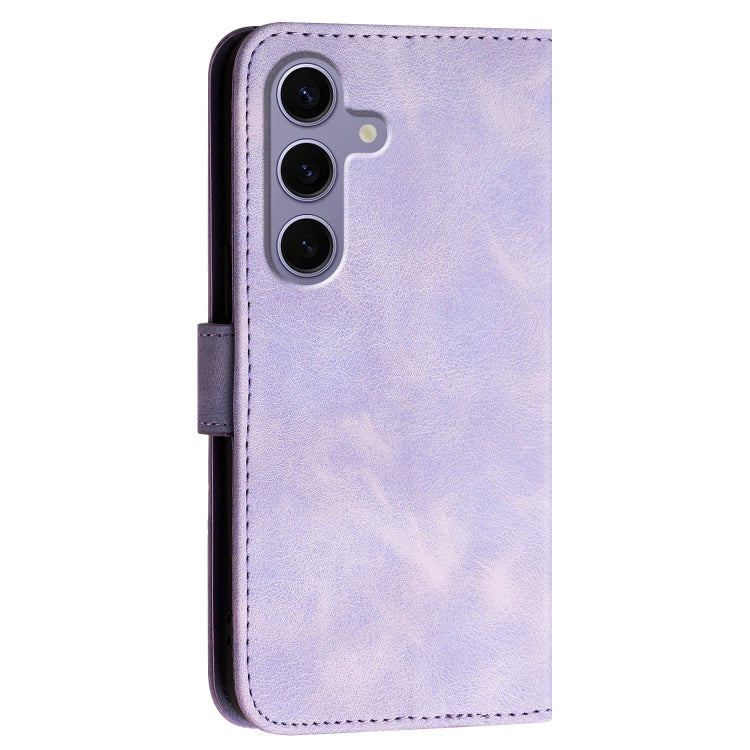 For Samsung Galaxy S25 5G YX0080 Grid Butterfly Embossed Pattern Flip Leather Phone Case with Lanyard(Light Purple) - Galaxy S25 5G Cases by PMC Jewellery | Online Shopping South Africa | PMC Jewellery | Buy Now Pay Later Mobicred