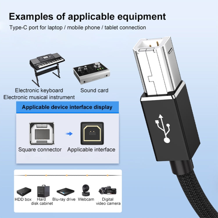 3 in 1 8 Pin, Type-C, Micro USB to USB-B MIDI Instruments Printer Cable, Length: 1m, Length:1m(Red) - Multifunction Cable by PMC Jewellery | Online Shopping South Africa | PMC Jewellery | Buy Now Pay Later Mobicred