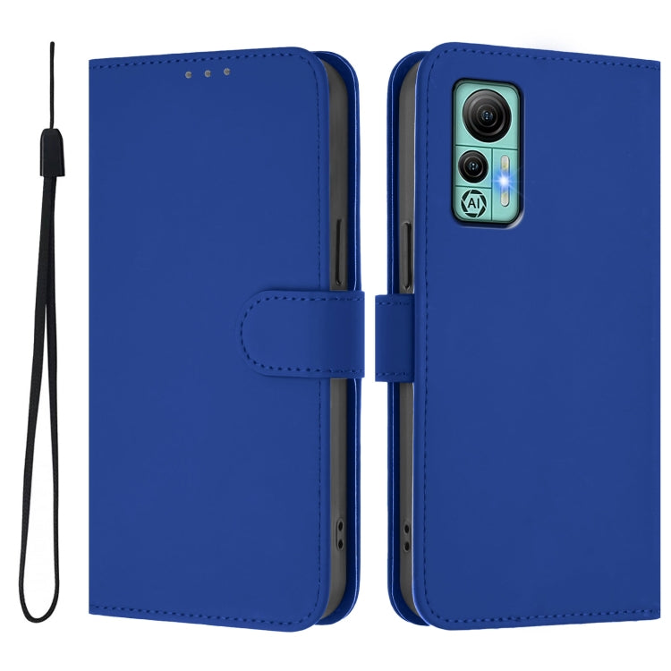For Ulefone Note 14 Skin Feel Solid Color Leather Phone Case with Lanyard(Dark Blue) - Ulefone Cases by PMC Jewellery | Online Shopping South Africa | PMC Jewellery | Buy Now Pay Later Mobicred