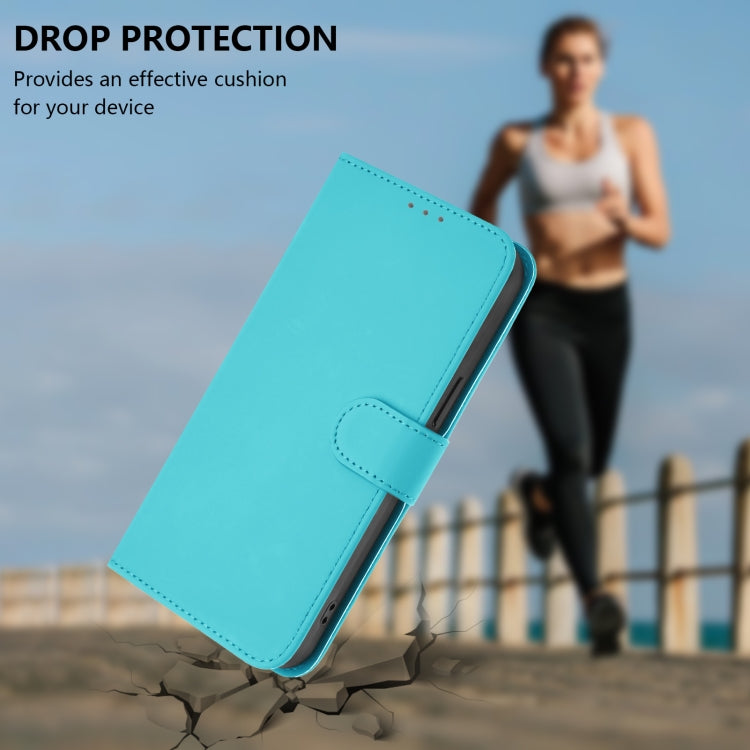 For Ulefone Note 14 Skin Feel Solid Color Leather Phone Case with Lanyard(Lake Blue) - Ulefone Cases by PMC Jewellery | Online Shopping South Africa | PMC Jewellery | Buy Now Pay Later Mobicred