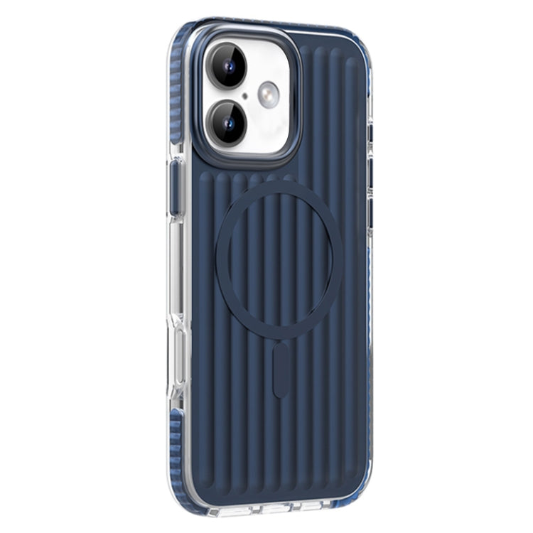 For iPhone 16 Mutural Corrugated Texture Magsafe Magnetic Shockproof Phone Case(Blue) - iPhone 16 Cases by Mutural | Online Shopping South Africa | PMC Jewellery | Buy Now Pay Later Mobicred