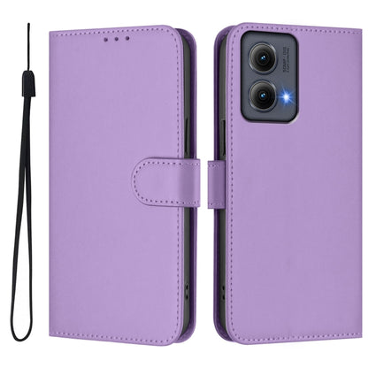 For Motorola Edge 5G 2024 Skin Feel Solid Color Leather Phone Case with Lanyard(Lavender Purple) - Motorola Cases by PMC Jewellery | Online Shopping South Africa | PMC Jewellery | Buy Now Pay Later Mobicred