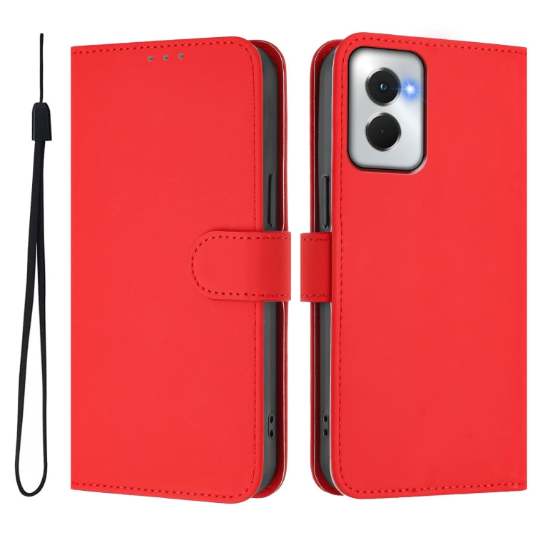 For Motorola Moto G Power 5G 2024 Skin Feel Solid Color Leather Phone Case with Lanyard(Red) - Motorola Cases by PMC Jewellery | Online Shopping South Africa | PMC Jewellery | Buy Now Pay Later Mobicred