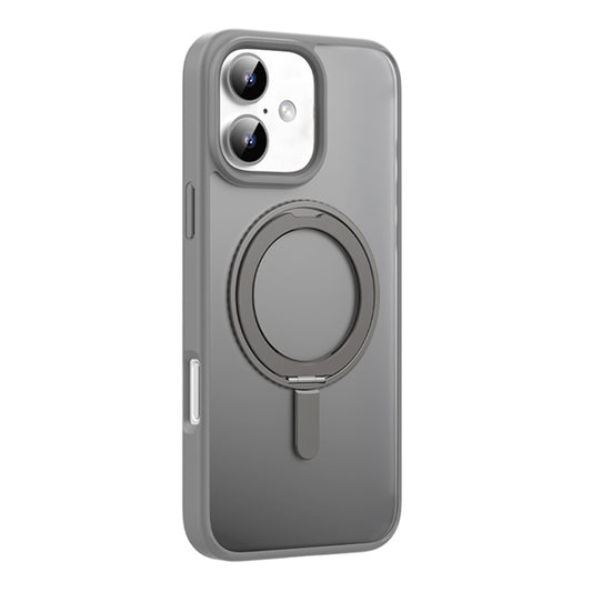 For iPhone 16 Mutural Armor Series MagSafe Magnetic Holder Phone Case(Grey) - iPhone 16 Cases by Mutural | Online Shopping South Africa | PMC Jewellery | Buy Now Pay Later Mobicred