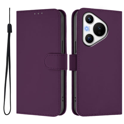 For Huawei Pura 70 Skin Feel Solid Color Leather Phone Case with Lanyard(Violet) - Huawei Cases by PMC Jewellery | Online Shopping South Africa | PMC Jewellery | Buy Now Pay Later Mobicred