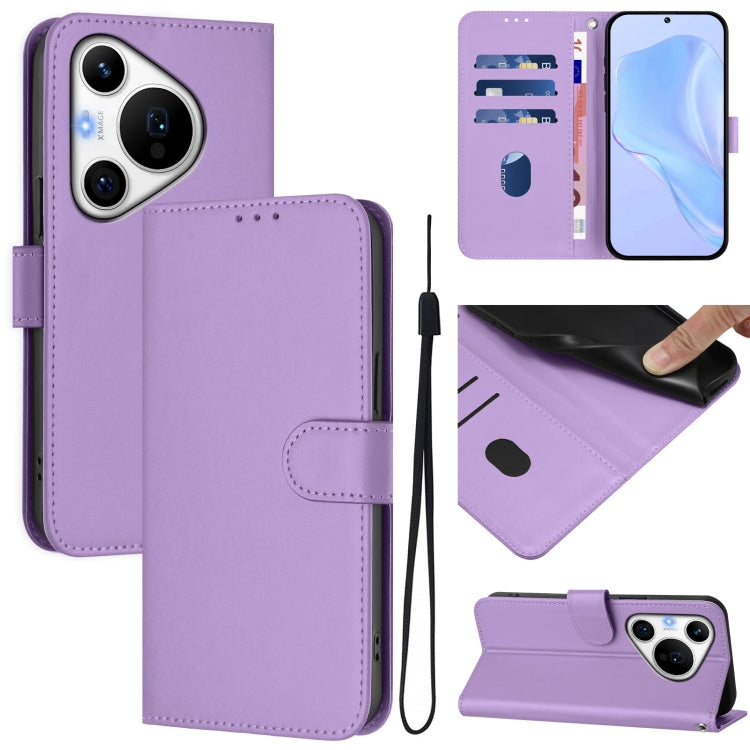 For Huawei Pura 70 Pro / 70 Pro+ Skin Feel Solid Color Leather Phone Case with Lanyard(Lavender Purple) - Huawei Cases by PMC Jewellery | Online Shopping South Africa | PMC Jewellery | Buy Now Pay Later Mobicred