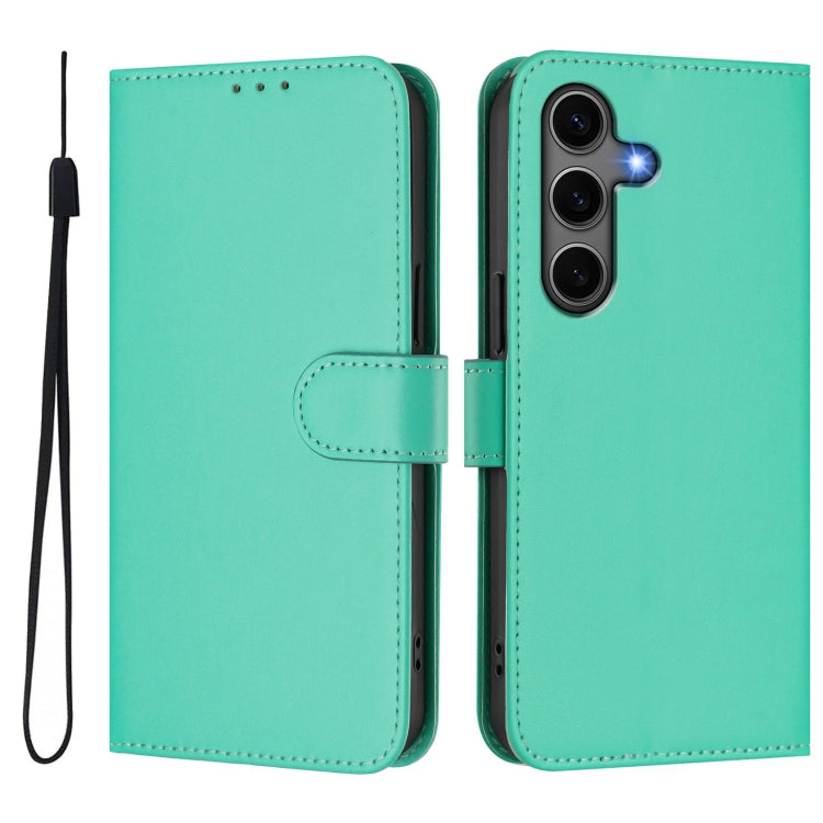 For Samsung Galaxy S25+ 5G Skin Feel Solid Color Leather Phone Case with Lanyard(Green) - Galaxy S25+ 5G Cases by PMC Jewellery | Online Shopping South Africa | PMC Jewellery | Buy Now Pay Later Mobicred