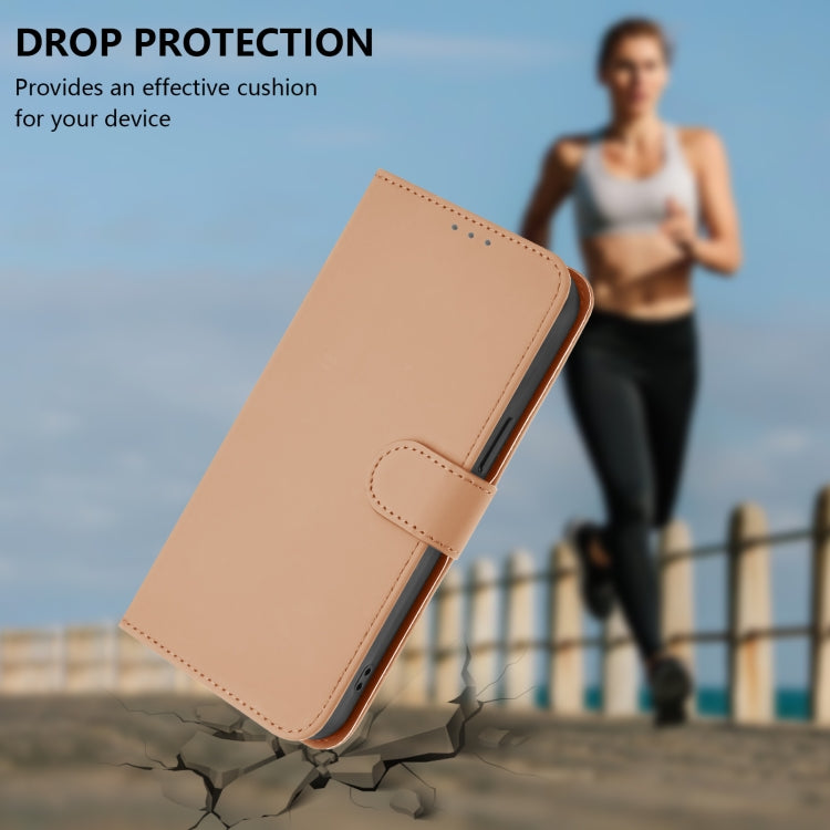 For Samsung Galaxy S25 5G Skin Feel Solid Color Leather Phone Case with Lanyard(Nude) - Galaxy S25 5G Cases by PMC Jewellery | Online Shopping South Africa | PMC Jewellery | Buy Now Pay Later Mobicred