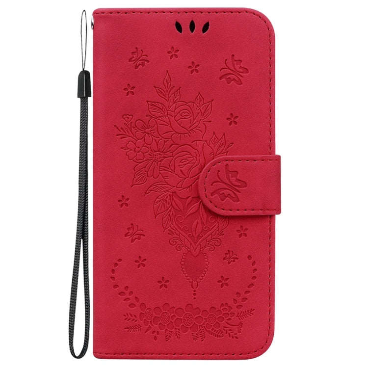 For Samsung Galaxy S25+ 5G Butterfly Rose Embossed Leather Phone Case(Red) - Galaxy S25+ 5G Cases by PMC Jewellery | Online Shopping South Africa | PMC Jewellery | Buy Now Pay Later Mobicred