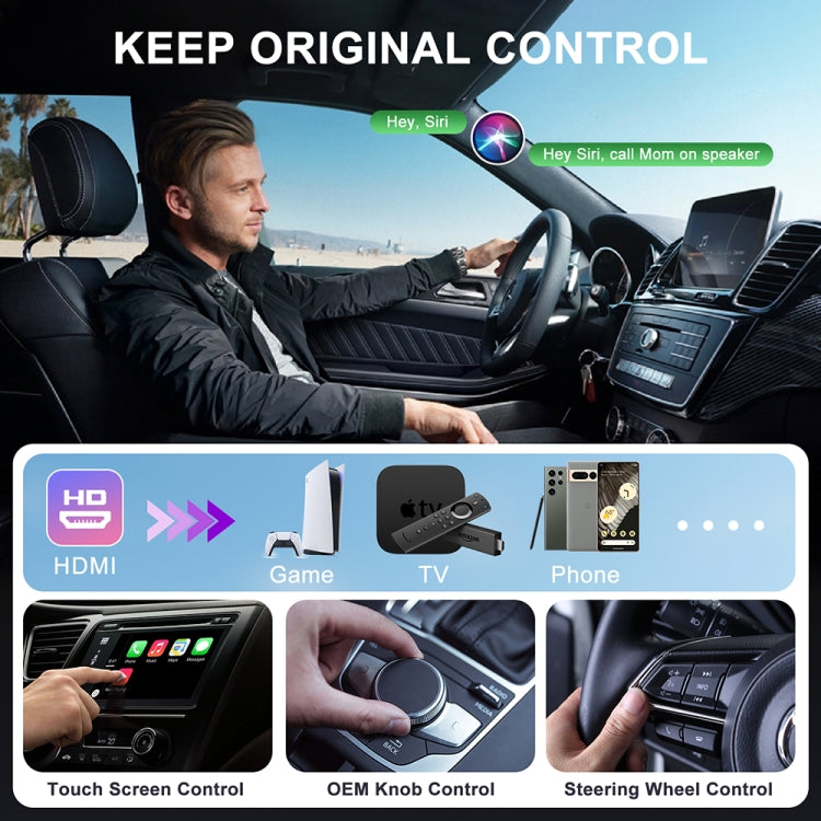 USB and HDMI Wired to Wireless CarPlay Auto Adapter, Specification:Round(Black) - Bluetooth Adapters by PMC Jewellery | Online Shopping South Africa | PMC Jewellery | Buy Now Pay Later Mobicred