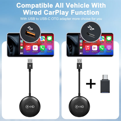 USB and HDMI Wired to Wireless CarPlay Auto Adapter, Specification:Round(White) - Bluetooth Adapters by PMC Jewellery | Online Shopping South Africa | PMC Jewellery | Buy Now Pay Later Mobicred