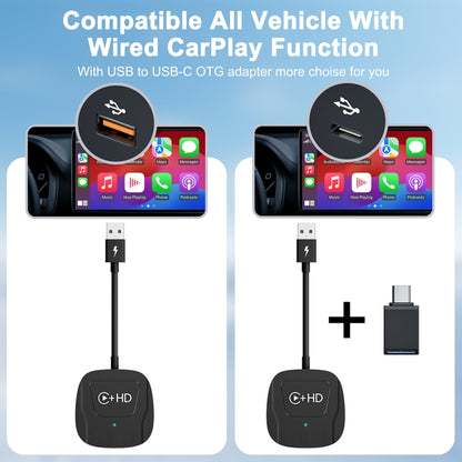 USB and HDMI Wired to Wireless CarPlay Auto Adapter, Specification:Square(Silver) - Bluetooth Adapters by PMC Jewellery | Online Shopping South Africa | PMC Jewellery | Buy Now Pay Later Mobicred