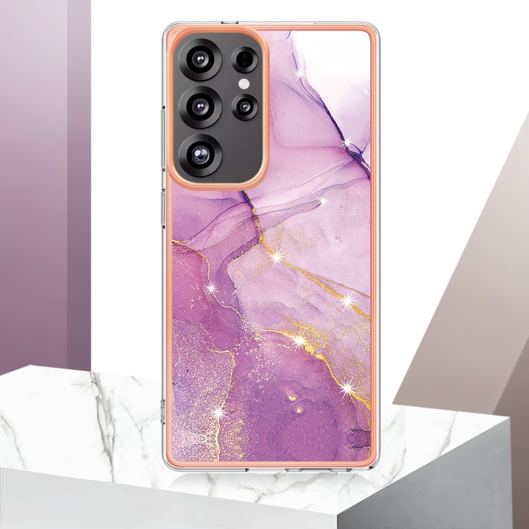 For Samsung Galaxy S25 Ultra 5G Electroplating Marble Pattern Dual-side IMD TPU Shockproof Phone Case(Purple 001) - Galaxy S25 Ultra 5G Cases by PMC Jewellery | Online Shopping South Africa | PMC Jewellery | Buy Now Pay Later Mobicred