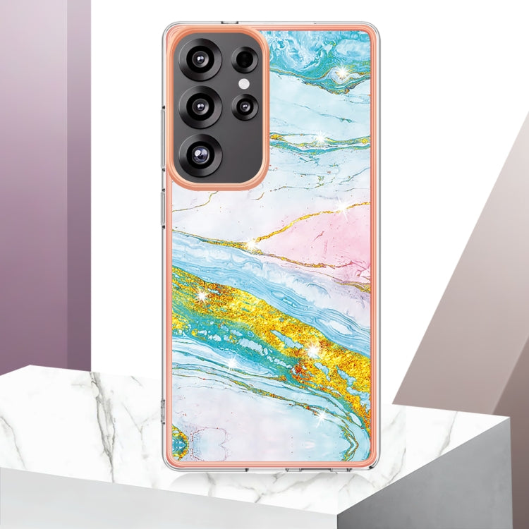 For Samsung Galaxy S25 Ultra 5G Electroplating Marble Pattern Dual-side IMD TPU Shockproof Phone Case(Green 004) - Galaxy S25 Ultra 5G Cases by PMC Jewellery | Online Shopping South Africa | PMC Jewellery | Buy Now Pay Later Mobicred